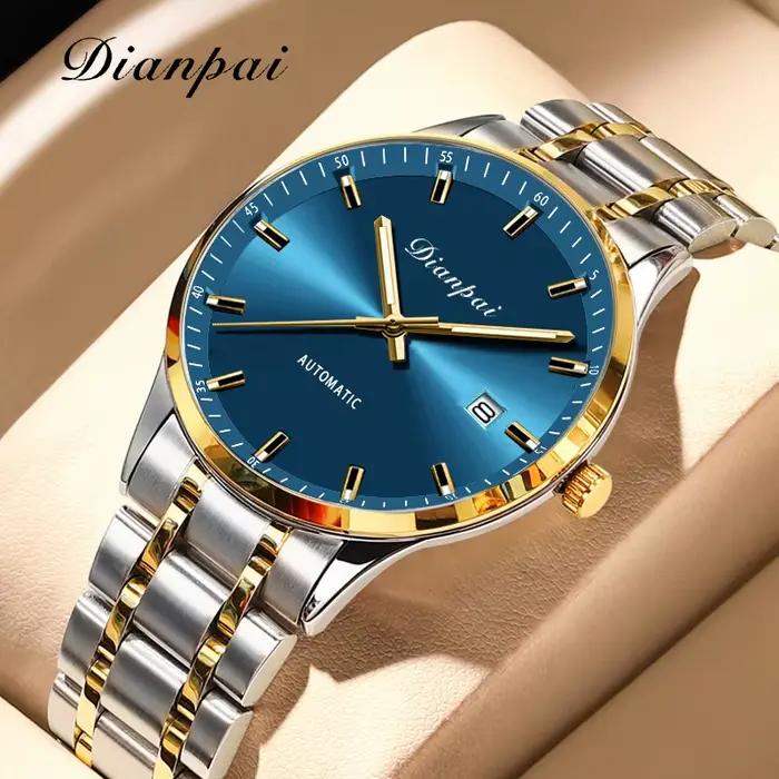 Dianpai nouvelle montre mécanique entièrement automatique pour hommes calendrier en acier inoxydable