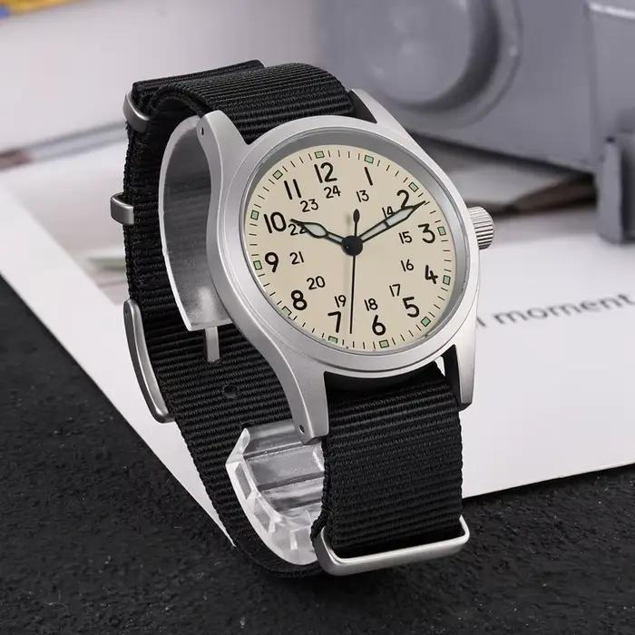 Militado ML05 montre militaire VH31 balayage mouvement à Quartz haut-de-forme dôme saphir cristal