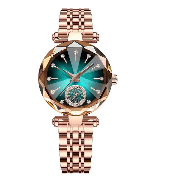 Montre-bracelet féminine de luxe élégante en acier inoxydable diamants quartz pour femmes occasions spéciales soirée cérémonies
