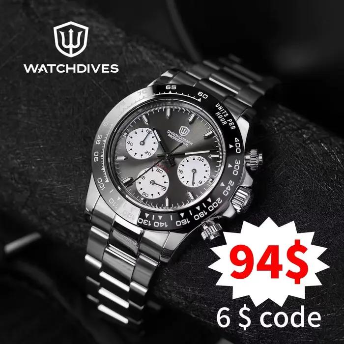 Montre plongeur quartz avec lunette luminescente et bracelet en acier inoxydable résistante à l'eau jusqu'à 100m pour homme occasions spéciales et activités aquatiques