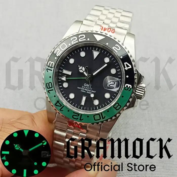 40mm GMT montre pour hommes lunette en céramique verre saphir cadran lumineux 10Bar étanche