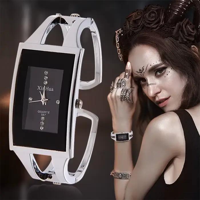 Femmes Bracelet montre exquise Quartz montre-Bracelet cristal mode argent élégant horloge en acier inoxydable Mujer