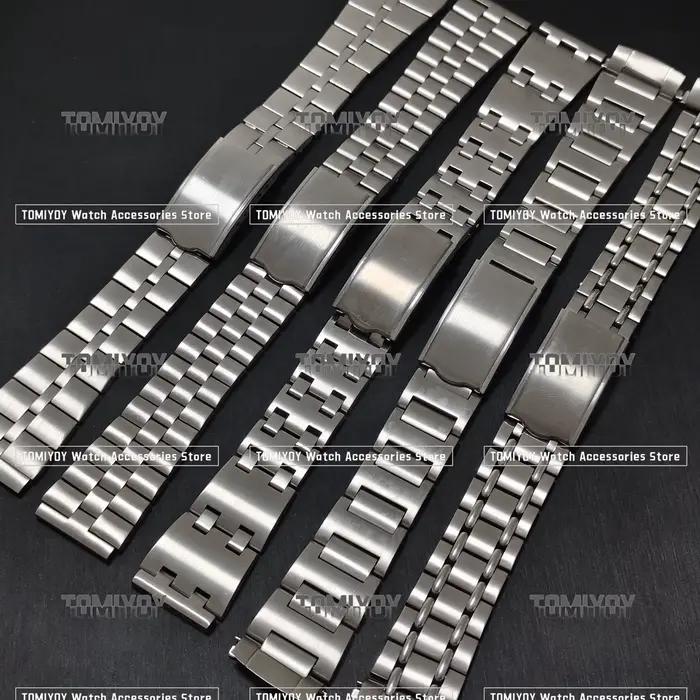 Vintage tout brosse argent acier inoxydable Bracelet de montre