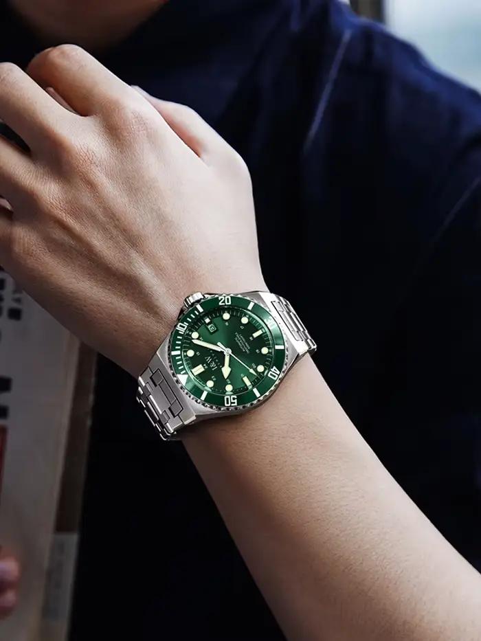 IW marque de luxe automatique mécanique sport montre de plongée rouge bleu lunette acier saphir