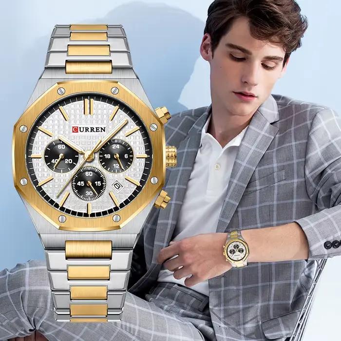 CURREN montres pour hommes mode sport étanche chronographe conception octogonale Quartz lumineux
