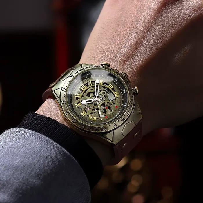 BINBOND A275 montre mécanique automatique originale pour hommes étanche rétro Tourbillon cristal verre