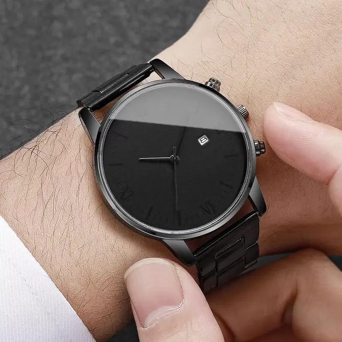 Mode hommes calendrier d'affaires montres Simple Roma cadran analogique montre à Quartz
