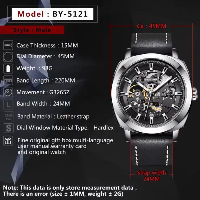 Relogio Masculino BENYAR hommes montres haut de gamme de luxe automatique mécanique