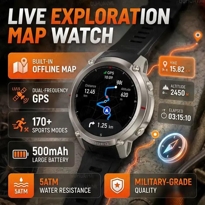 Nouvelle Montre Connectée GPS Robuste 2026 avec Écran Tactile AMOLED HD 1