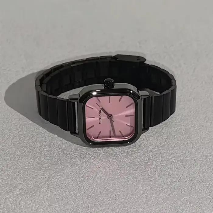 Offre spéciale marque montre noire pour femmes cadeau de luxe montres à Quartz de mode bracelet en acier inoxydable