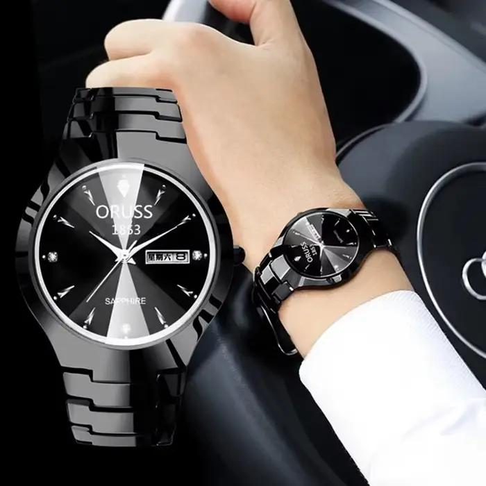 Montre-bracelet à quartz étanche en acier inoxydable pour homme