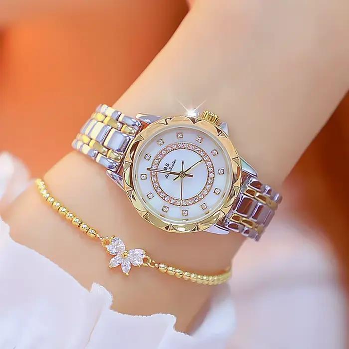 Diamant femmes montre de luxe marque 2025 strass élégant dames montres or Rose horloge