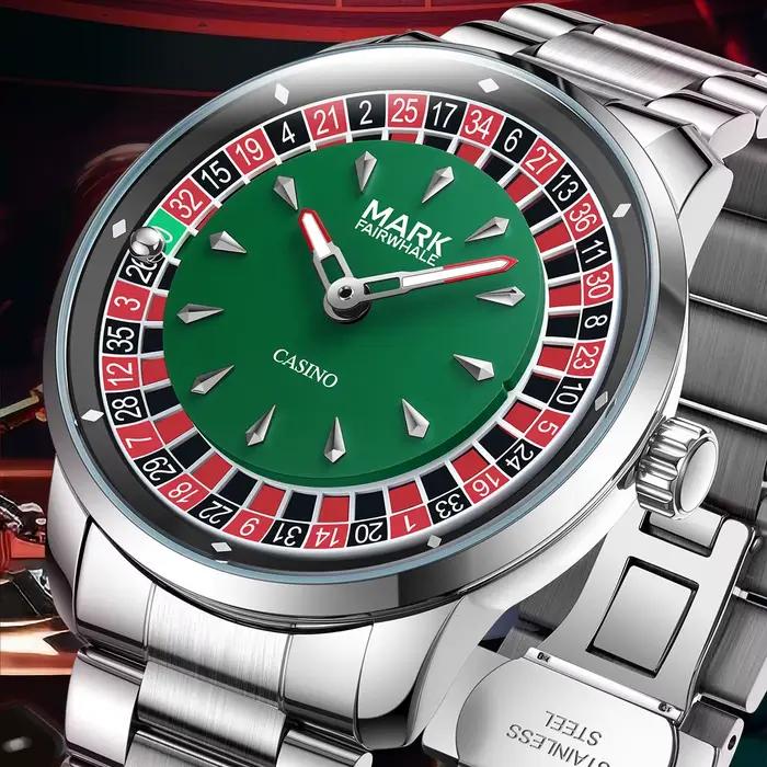 Mark Fairwhale montre originale pour hommes de luxe en acier inoxydable horloge mode décontracté amusant Roulette conception montre-bracelet à Quartz 2025 nouveau