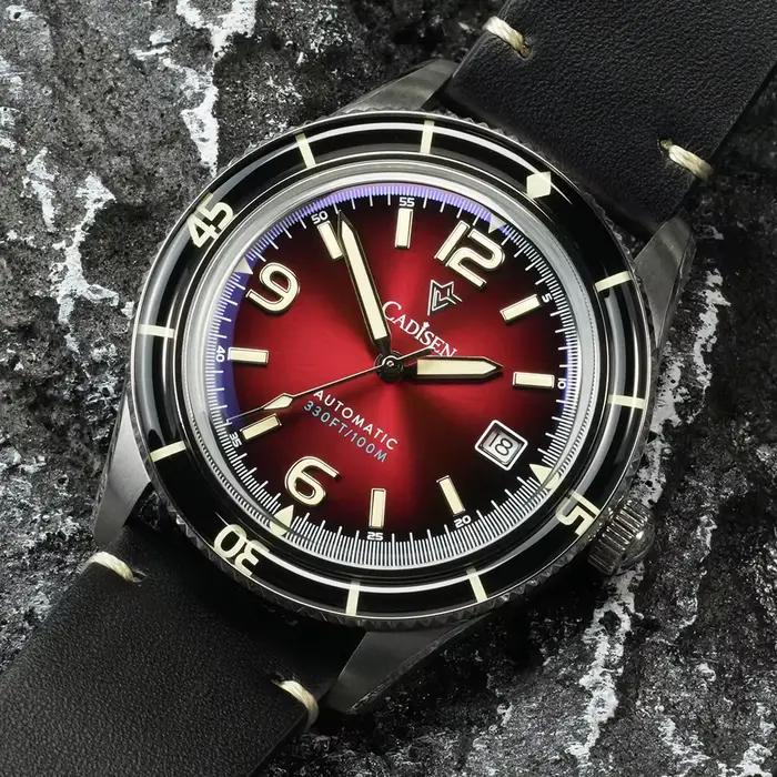 Montre Cadisen 2026 Automatique avec Boucle à Crochet Cuir Véritable Élégante pour Hommes Occasions Spéciales Résistante à L'eau