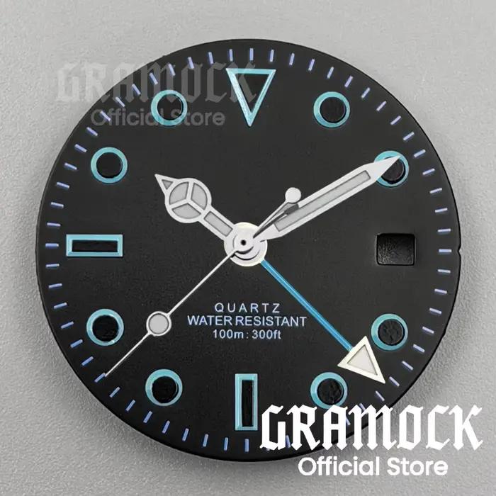 GRAMOCK hommes 29mm GMT 515 Quartz rose vert noir bleu cadran de montre avec quatre aiguilles