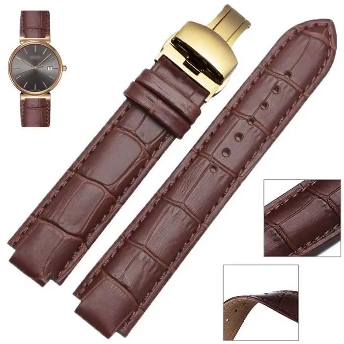 Bracelet de montre en cuir véritable pour Cartier