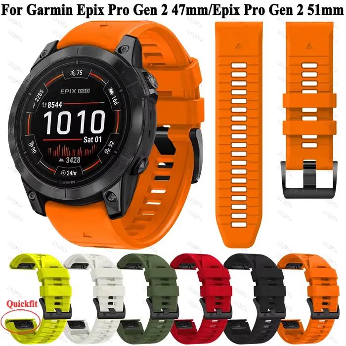 26mm/22mm Bracelet de montre pour Garmin Epix Pro Gen 2 47MM 51MM Epix Gen 2 47MM Bracelet en Silicone Quickfit Bracelet de montre intelligente