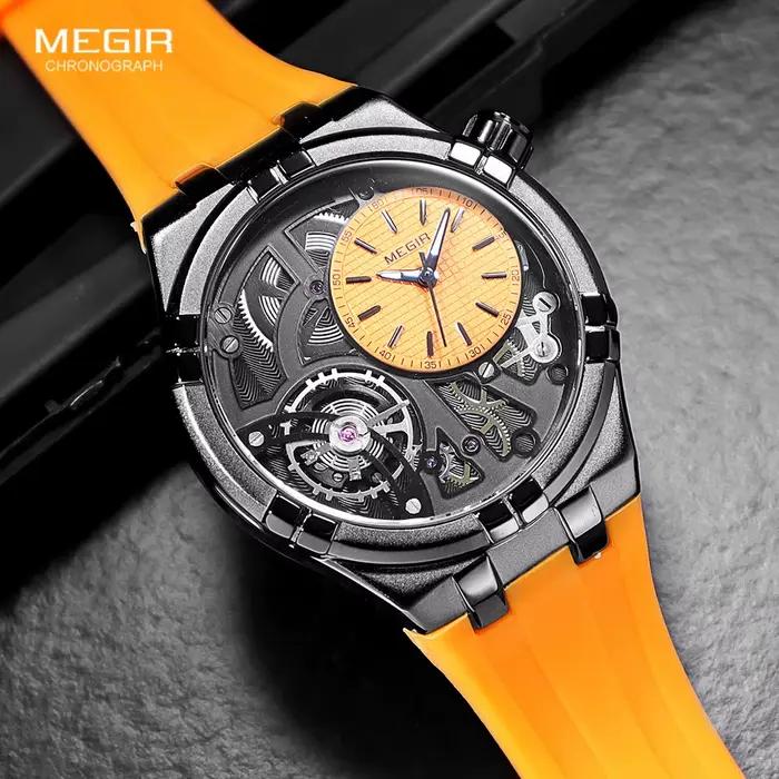 Montre analogique sportive MEGIR Orange pour homme