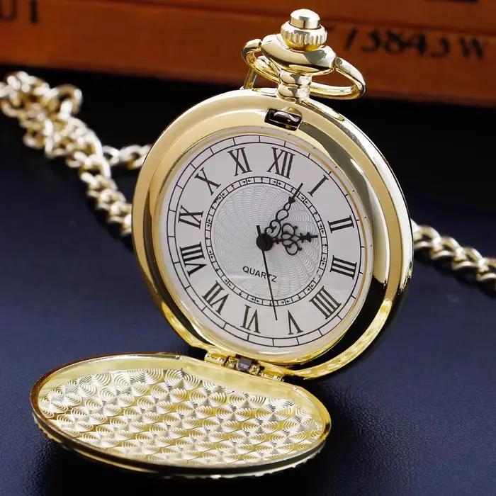 Montre de poche minimaliste Vintage en or de luxe