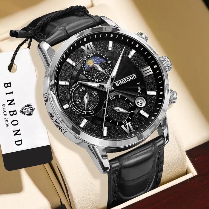 Montres à quartz de marque originale BINBOND pour hommes