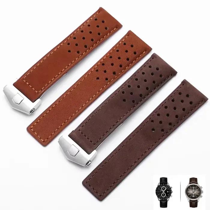 Bracelet de montre en cuir véritable pour TAG Heuer