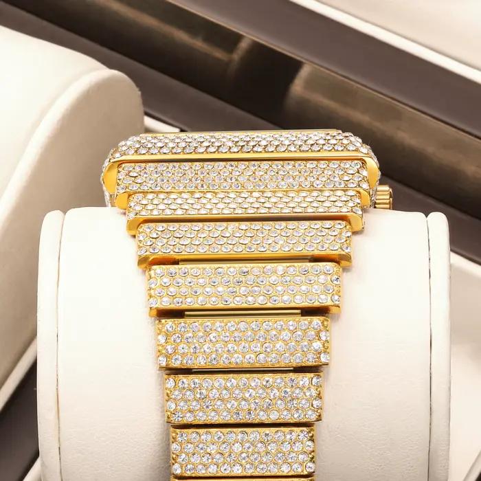 Montres-bracelets à quartz de luxe pour hommes et femmes de la marque YaLaLuSi avec sertissage de diamants complets – Cadeau pour couple Reloj Mujer