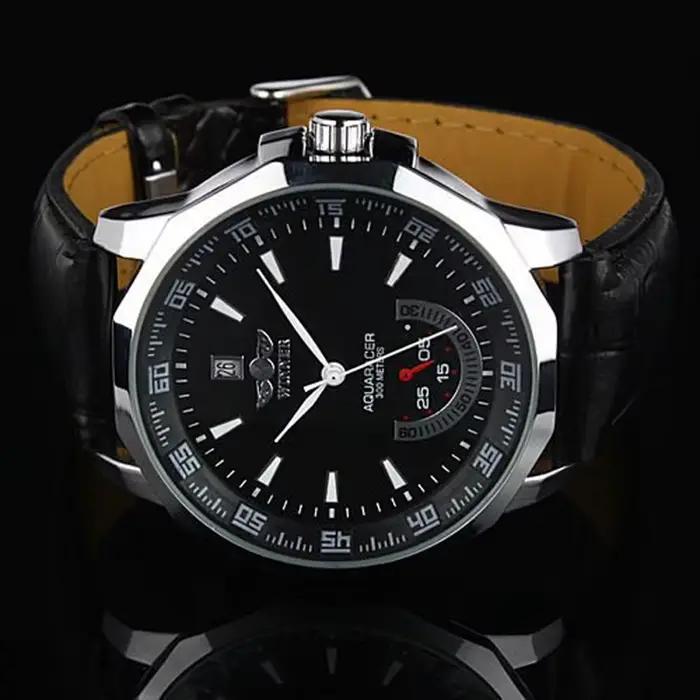 Montres mécaniques automatiques pour hommes avec bracelet en cuir