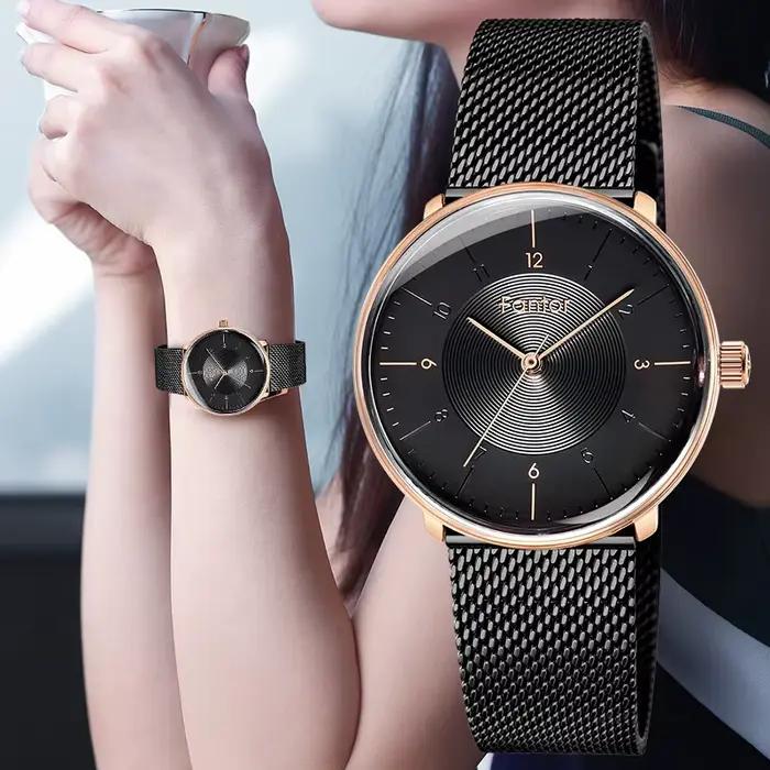 Montre Fantor élégante quartz pour femmes occasion spéciale style mode et décontracté argent blanc or noir