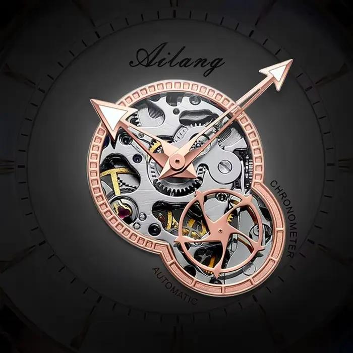 Montre homme Daniel Gorman étanche style punk robuste automatique à remontage automatique analogique-digital avec bracelet en cuir véritable pour hommes occassions spéciales