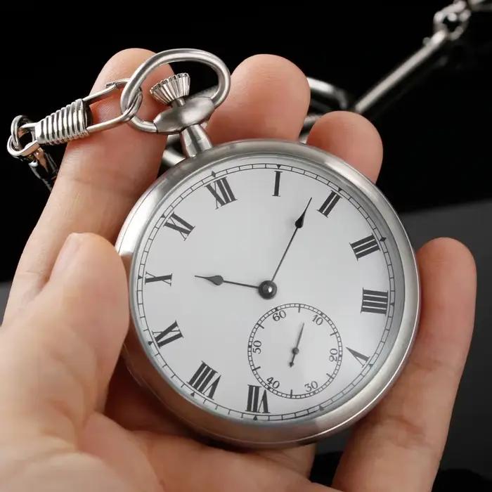 Montre de poche impériale de luxe en acier inoxydable avec mouvement quartz pour hommes et femmes, design antique vintage, idéale pour les occasions spéciales et la collection