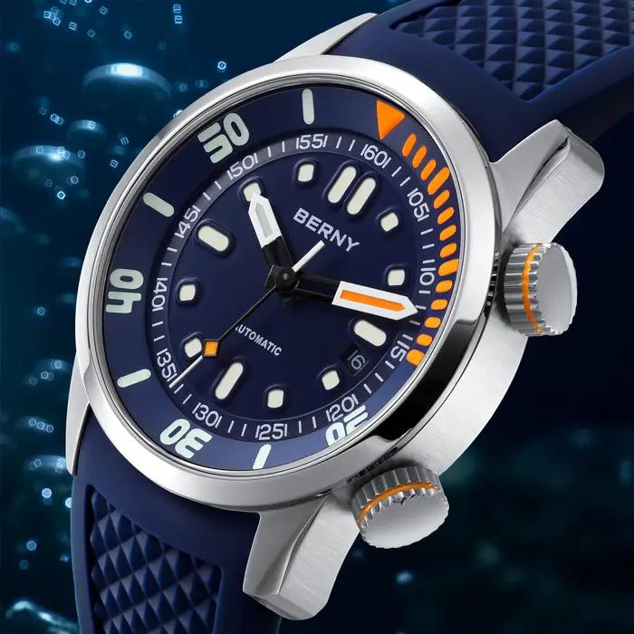 BERNY – montre de plongée professionnelle automatique pour hommes