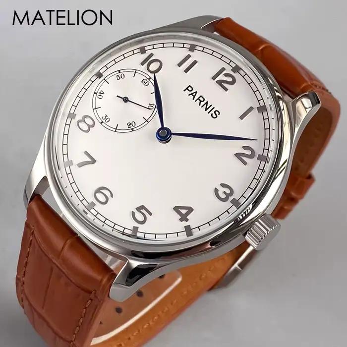 Montre rétro pour hommes asie 6497 mouvement à remontage manuel noir blanc mécanique
