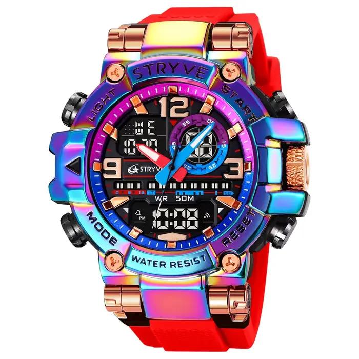 Nouvelle montre STRYVE pour hommes de haute qualité numérique-analogique double mouvement 5ATM montres étanches mode