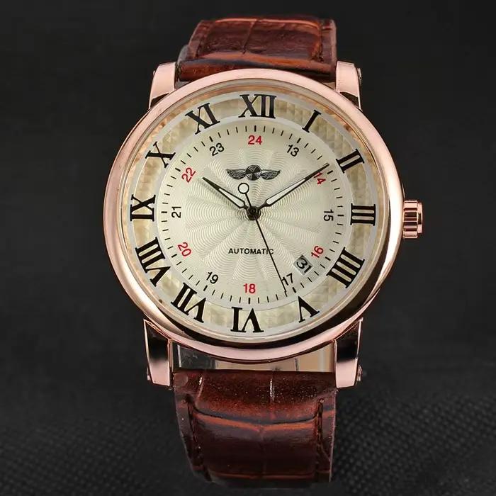 Relogio Relojes 2025 nouvelle mode montres en or Rose jour Date automatique auto vent bracelet en cuir