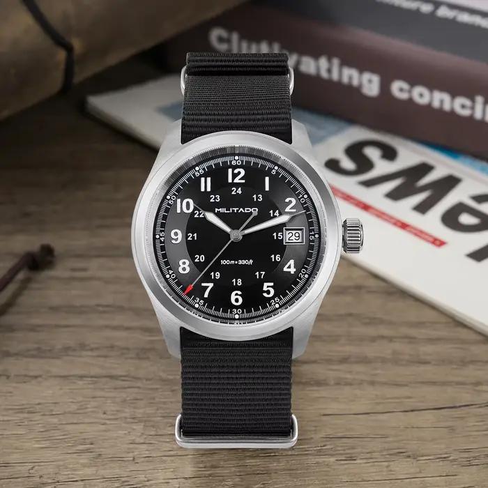 Montre Militado ML08 Quartz Ronda 515 Saphir Dôme Élégante pour Hommes Occasions Spéciales