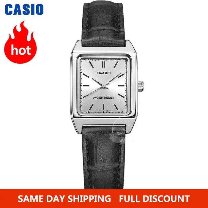 Montre Casio Watch femme de luxe marque analogique cuir cadran carré