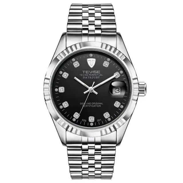 TEVISE montre pour hommes automatique mécanique en acier inoxydable étanche décontracté affaires montre-bracelet chronographe Date affichage horloge