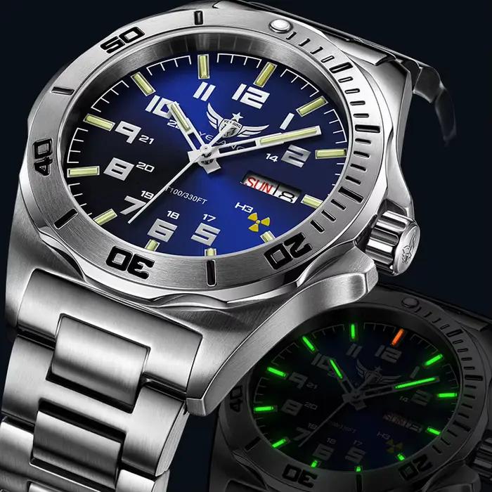 YELANG hommes montre militaire 43.6mm automatique mécanique montre-bracelet plongeur 10Bar étanche lumineux saphir NH36 semaine Date