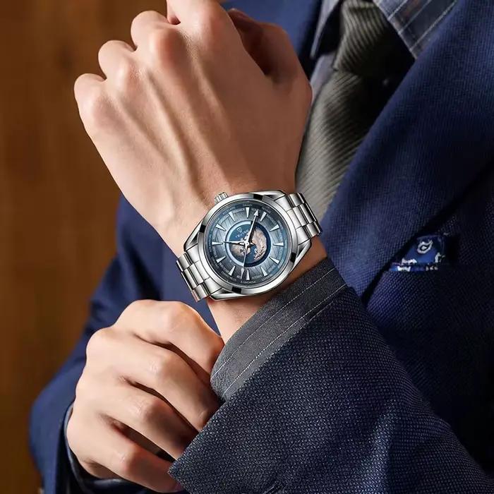 Montre automatique à motif terrestre pour homme