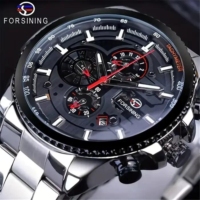 Montre mécanique automatique FORSINING design squelette élégant pour hommes affaires loisirs cadeau occasionnels