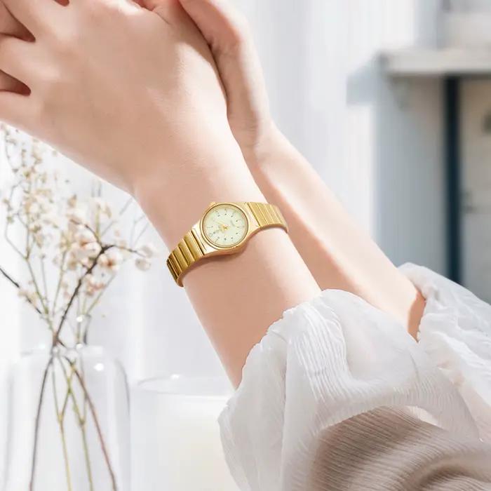 Montre à Quartz Dorée Liebig Luxe Acier Inoxydable Occasions Spéciales Femme Casual Mode Décontracté