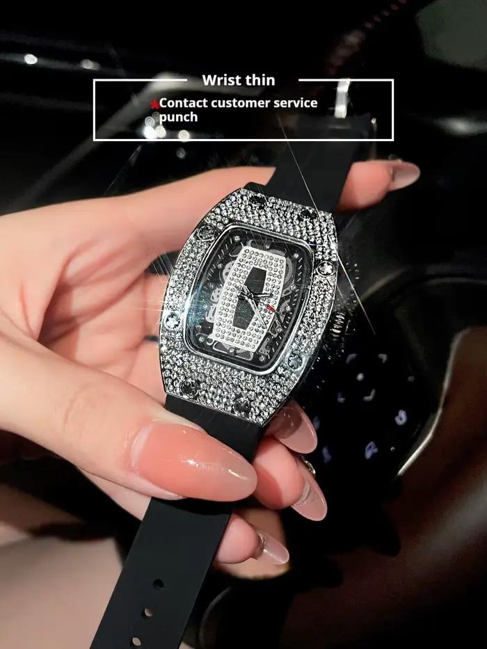 Montre CILOA Ciel Étoilé Quartz pour Femme Occasions Spéciales Élégante Bracelet Silicone Bronze Rose
