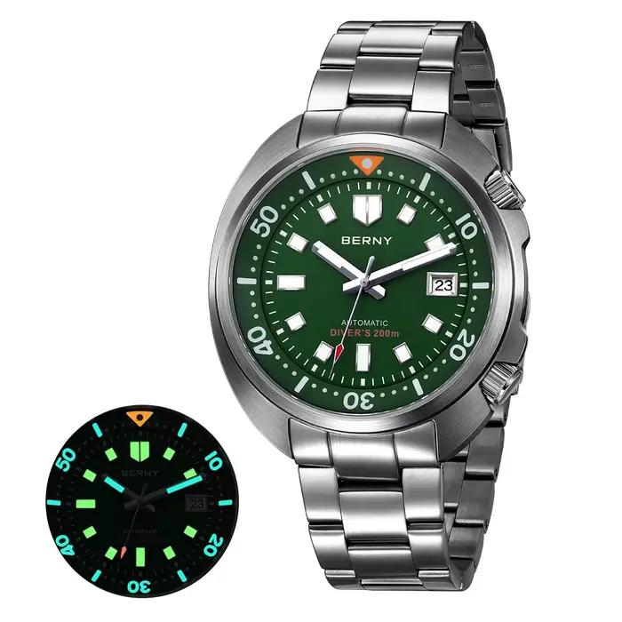 BERNY Diver hommes montre mis5 8215 haut automatique mécanique mode hommes montre de luxe saphir étanche 200m lumineux hommes montre