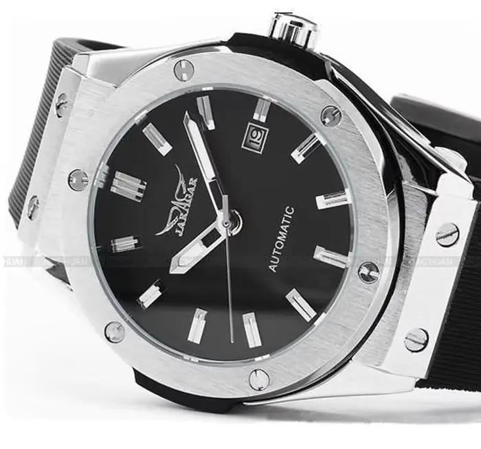 JARAGAR marques argent boîte en acier inoxydable analogique automatique mécanique silicone sport montres pour hommes avec Date
