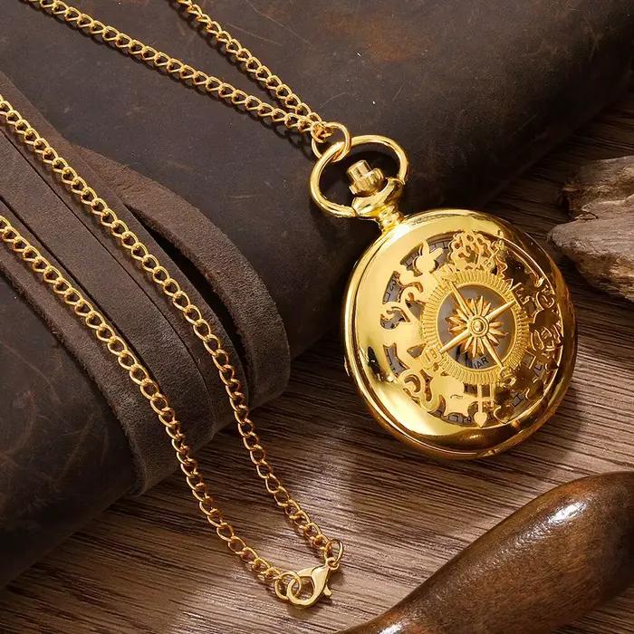 Montre de Poche à Quartz Steampunk Antique pour Homme et Femme