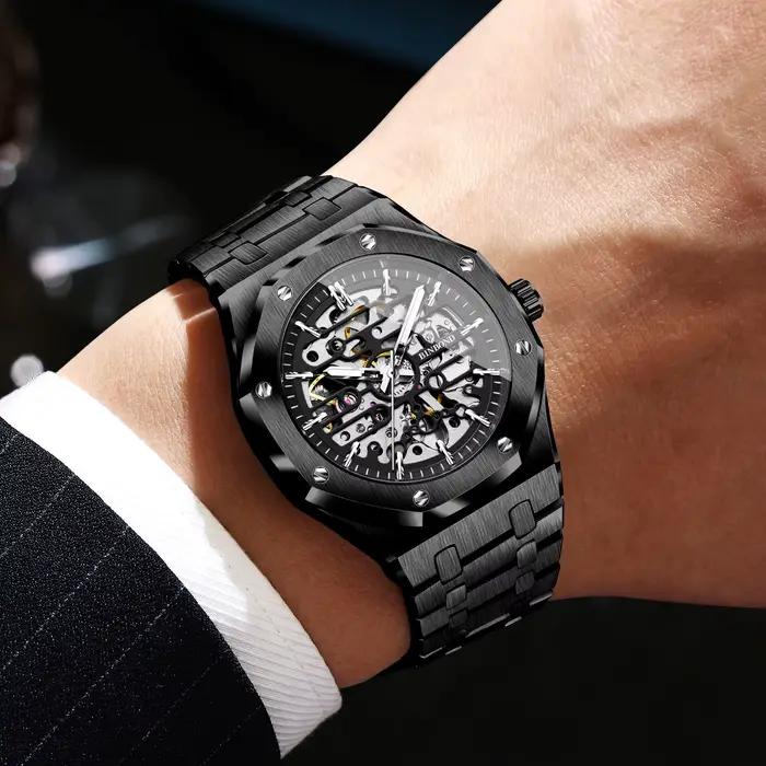 Montres mécaniques BINBOND squelette tourbillon résistantes à l'eau pour homme occasions spéciales style luxueux fournissons quatre couleurs différentes de bracelets
