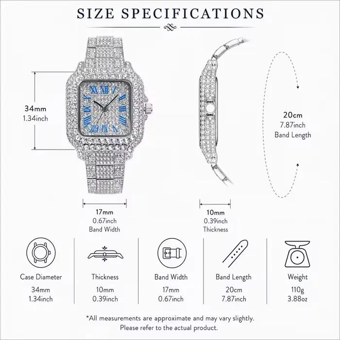 Montre carrée UNIGUET entièrement sertie de diamants pour femme