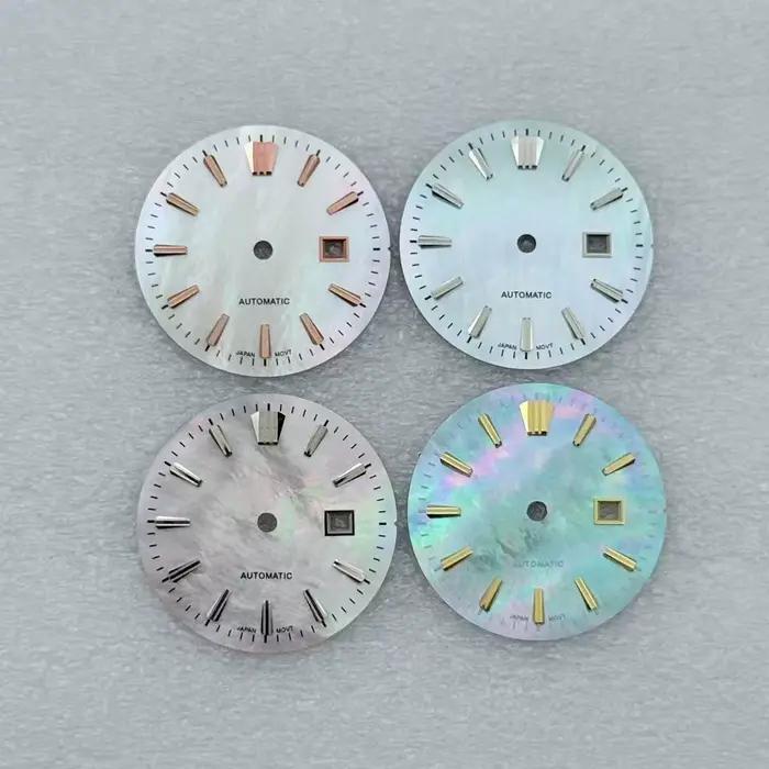 Cadran de montre pour femme MOP de 24,5 mm sans logo, marqueurs trapézoïdaux, pour mouvement automatique Seiko Datejust NH05/NH06, pièces de modification pour boîtier de montre-bracelet pour femme