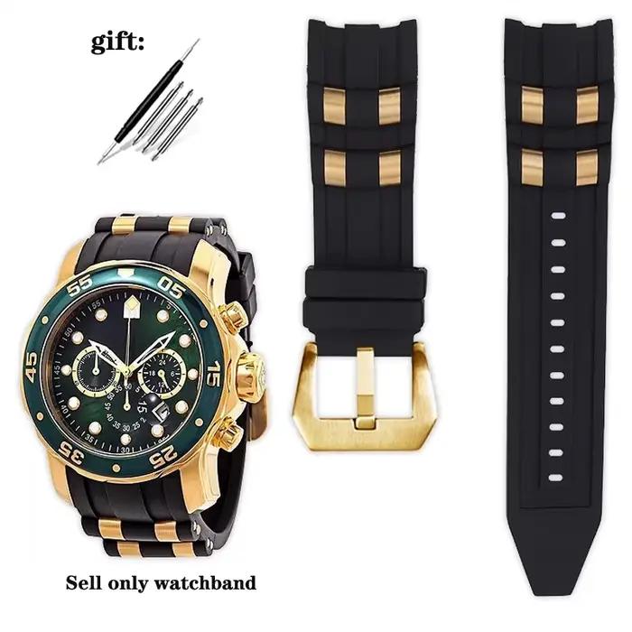 Bracelets de montre en caoutchouc compatibles avec Invicta Pro Diver particules métalliques 6983 bracelet