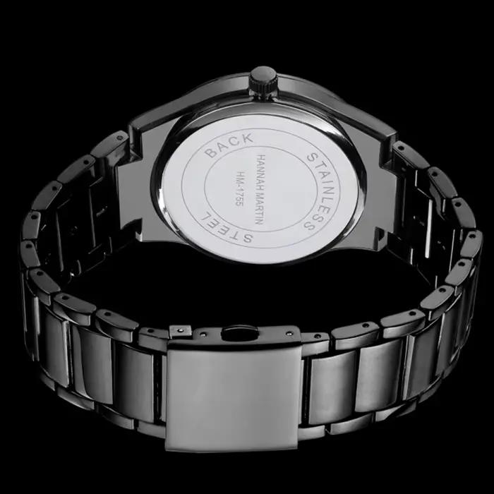 Hannah Martin montre en acier inoxydable pour hommes mode affaires Style noir